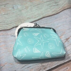 New Seafoam Blue Seashell Coin Purse